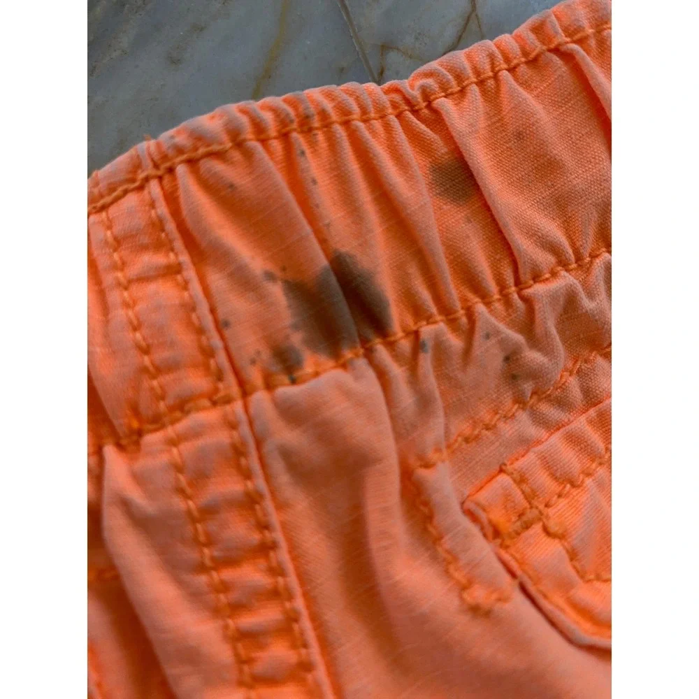 Carters Baby Boy Neon Orange Cargo Shorts 9 Months Elastic Waist Cotton